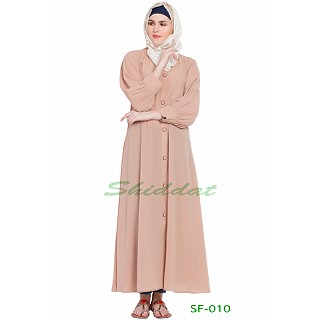 Front open abaya- Peach